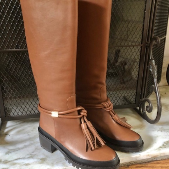 NWT ULLA JOHNSON CORNWALL LUG SOLE BOOTS IN COGNAC, EU SIZE 38.5 - Picture 4 of 11